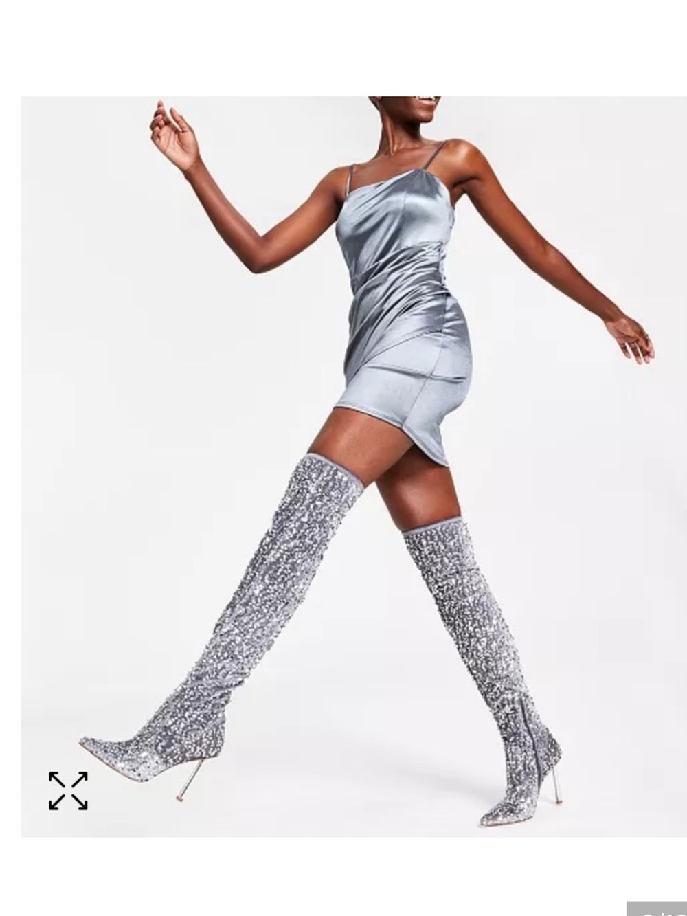 Steve Madden Vivee Silver sequined Over-The-Knee Boots Sz 8